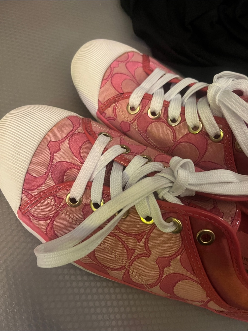 Coach Pink Logo-Print Low-Top Sneakers with White Laces